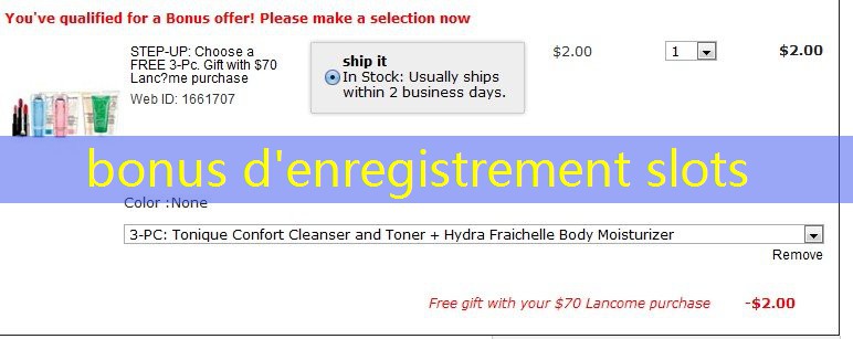 bonus d'enregistrement slots